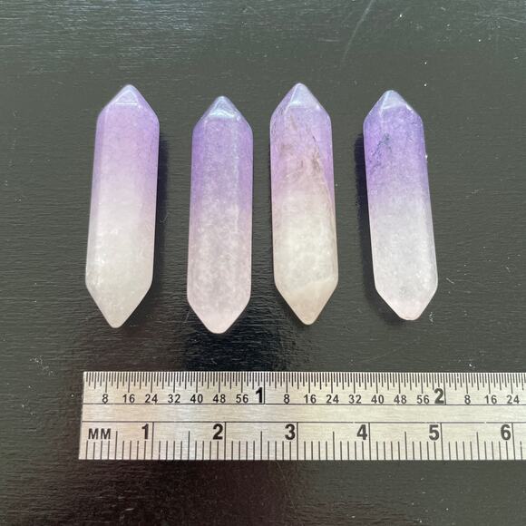 Four Dyed Rose Quartz Double Points - #3 - Picture 1 of 2